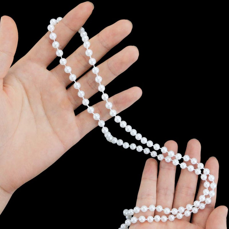 WEOXPR White Faux Pearl Bead Necklaces Bulk,Mardi Gras Beads Necklace,32 Inch Faux Pearl Necklaces for Women ï¼ŒParty Decorations Necklace (20) - Image 3